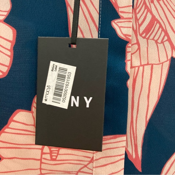 DKNY Women's Navy and Pink Floral Button Down Shirt - Picture 8 of 14